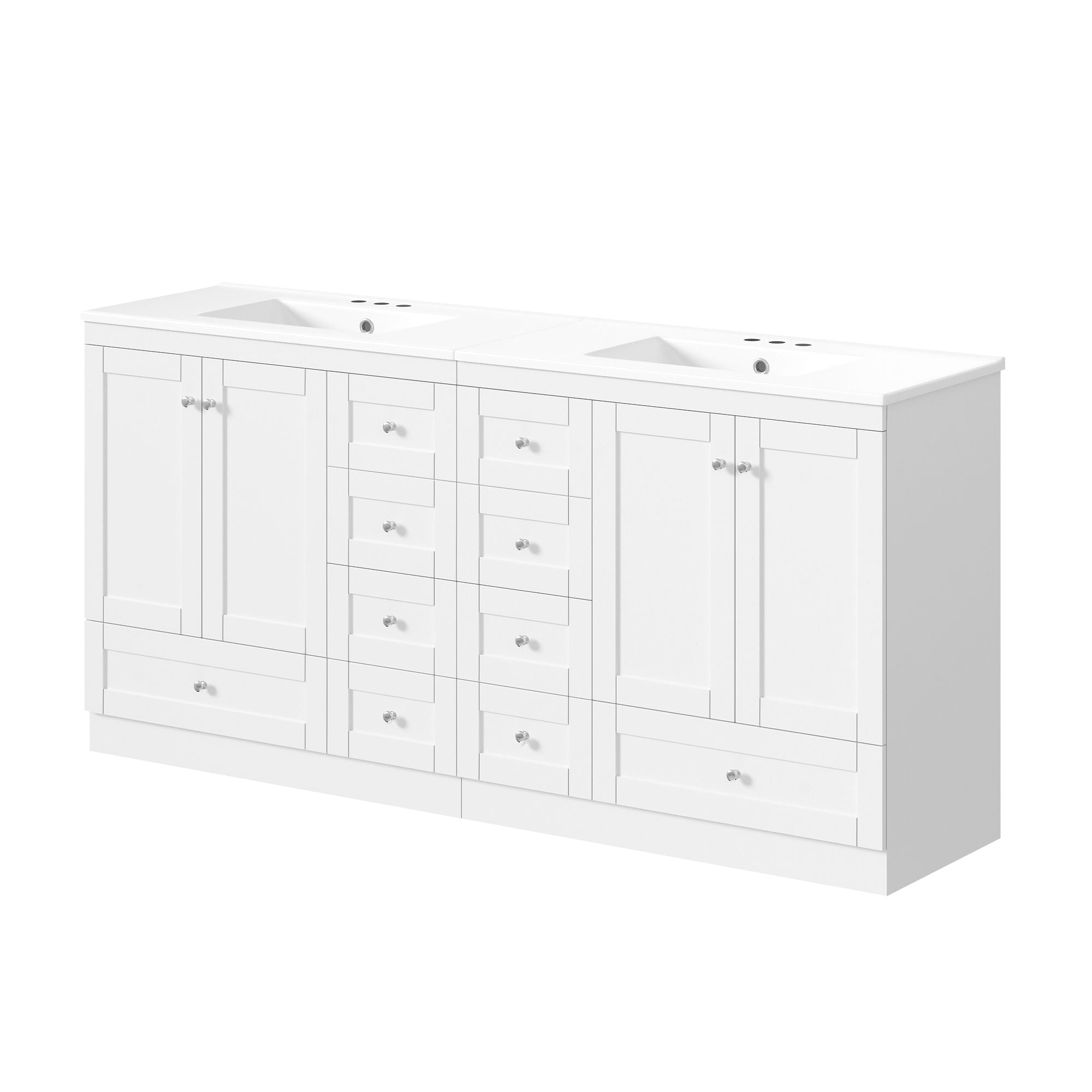 Shaker Free Standing Bathroom Vanity Cabinet & Sink, Soft Close Drawers, Soft Close Doors by HouseOfZazla