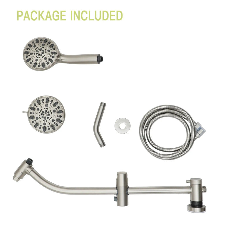 Multi Function Dual Shower Head Shower System With 4.7" Rain Showerhead, 7 Function Hand Shower, Adjustable Slide Bar by HouseOfZazla