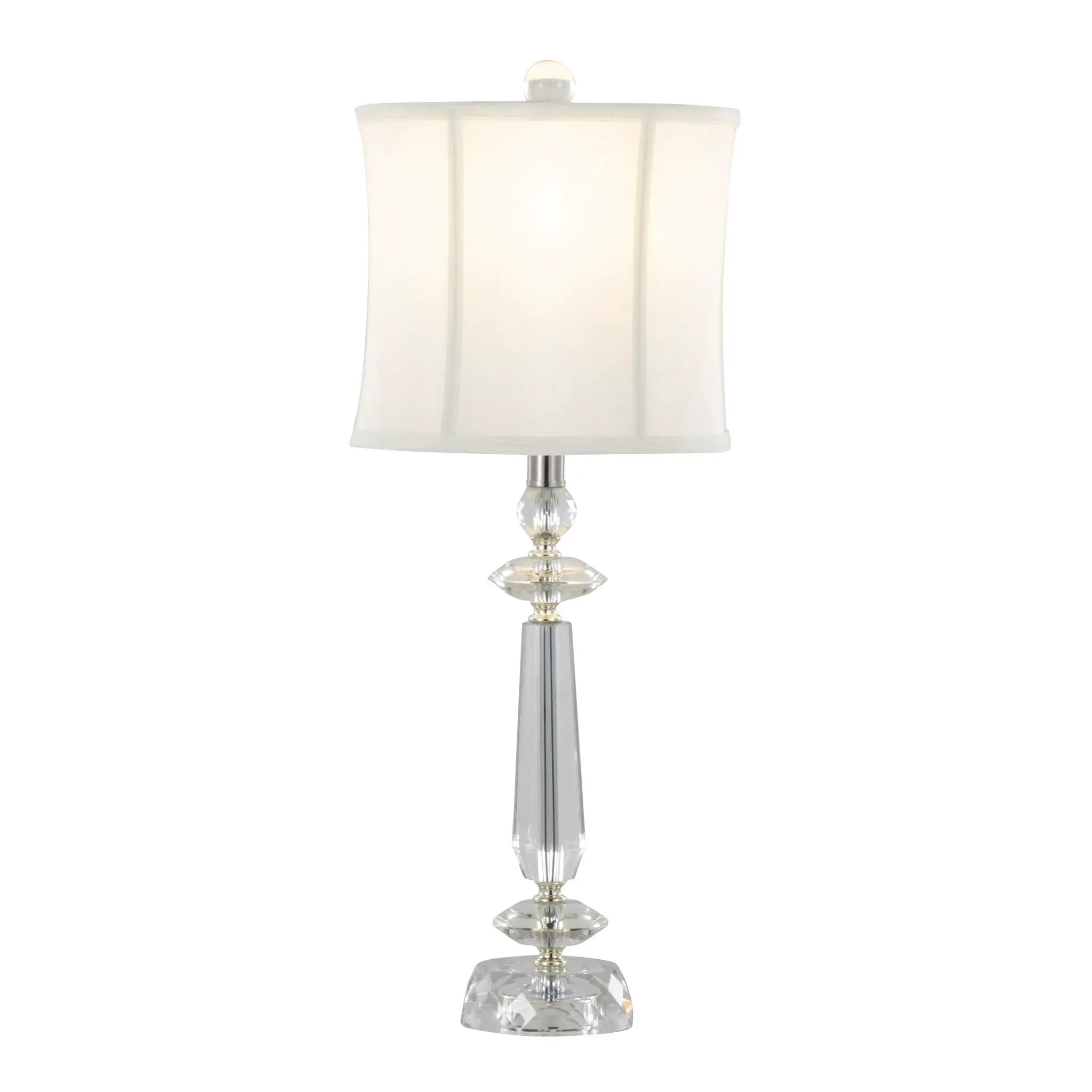 Karat - Contemporary Crystal Table Lamp (Set of 2) - Clear Crystal / Chrome / White Softback by HouseOfZazla