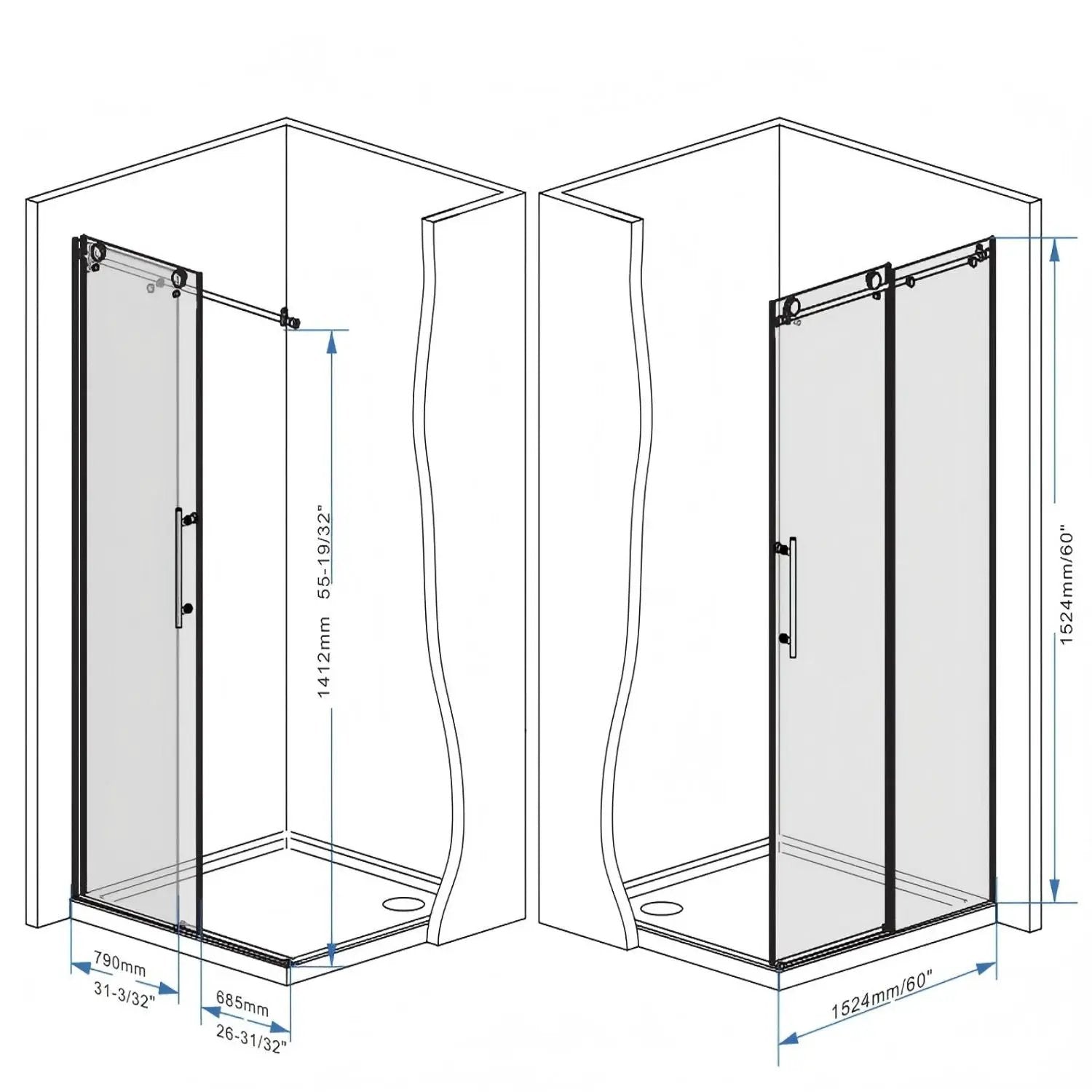 Frameless Shower Door With Handle by HouseOfZazla