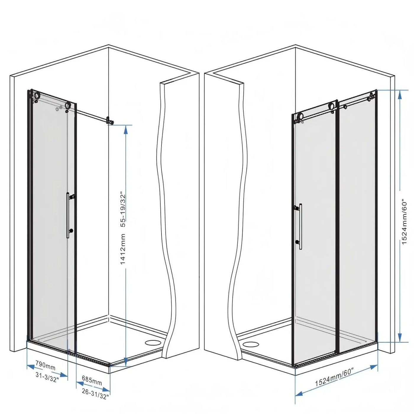 Frameless Shower Door, Smooth Sliding Tracks by HouseOfZazla