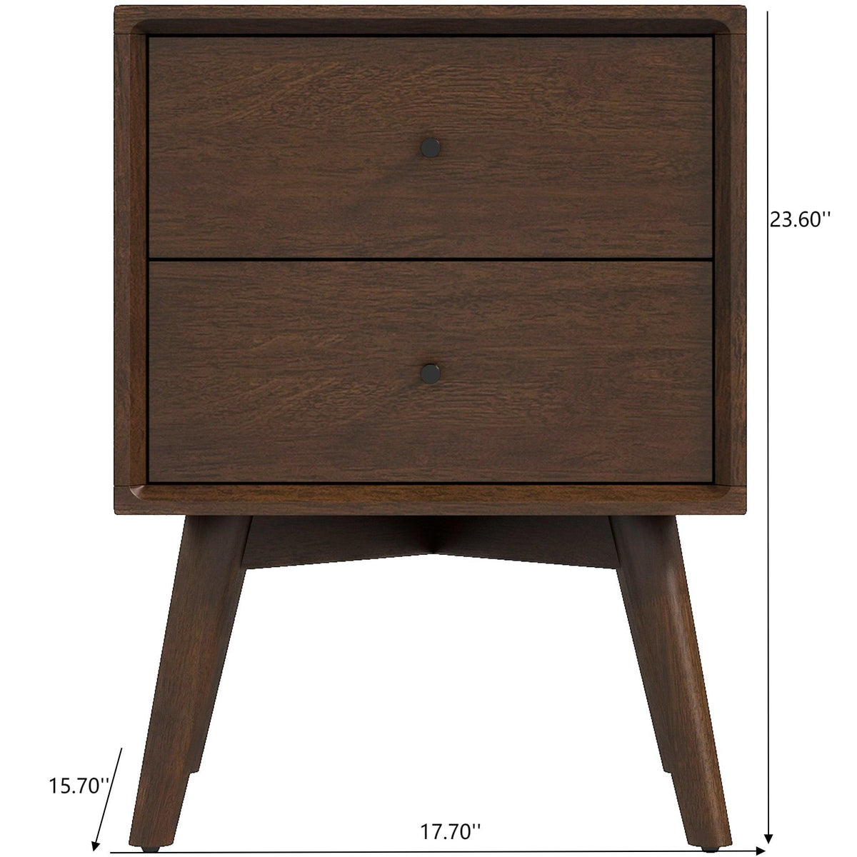 Mid-Century Modern Night Stand with 2 Drawers - Dark Brown or White, photo 16 of 30