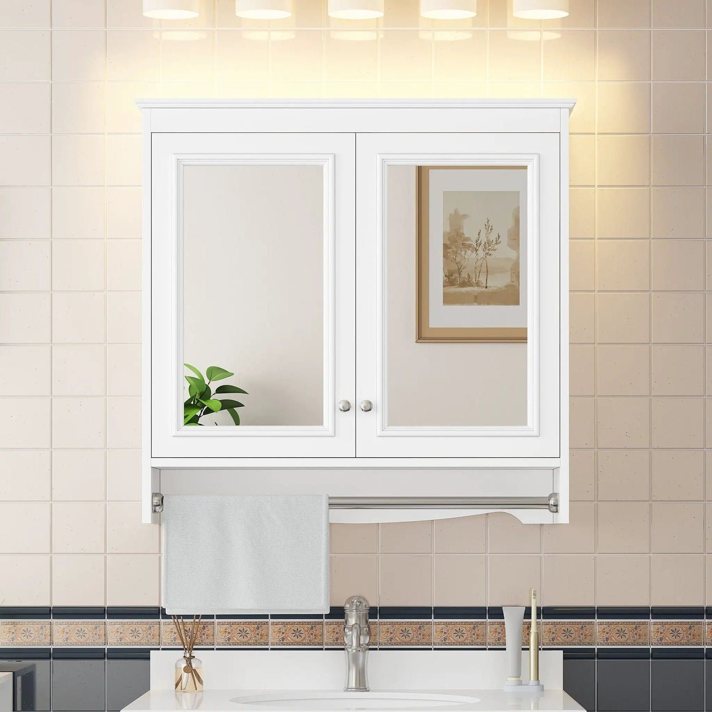 Modern Wall-Mounted Mirror Cabinet With Adjustable Shelves, Soft-Close Doors, High-Definition Mirror by HouseOfZazla
