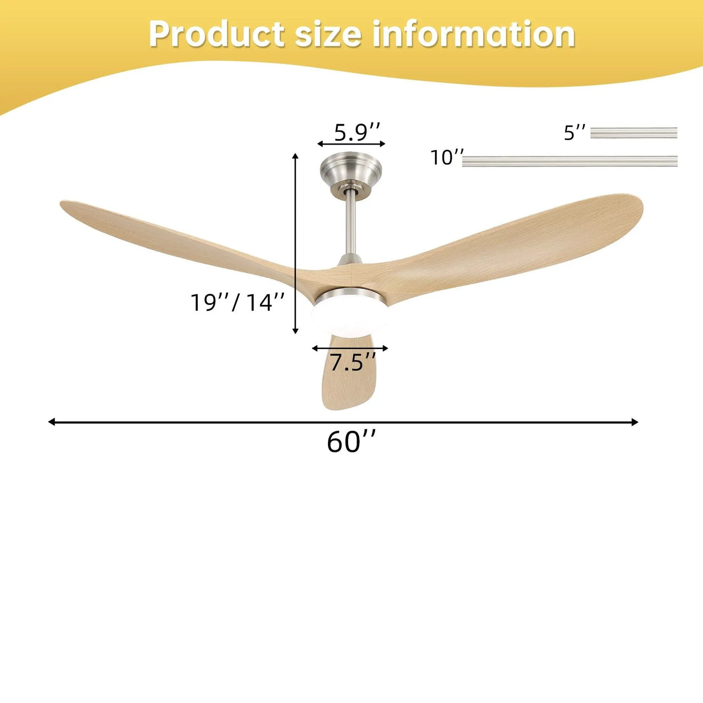 Smart Ceiling Fan With Lights, 3 Blades, Reversible Quiet DC Motor For Indoor by HouseOfZazla