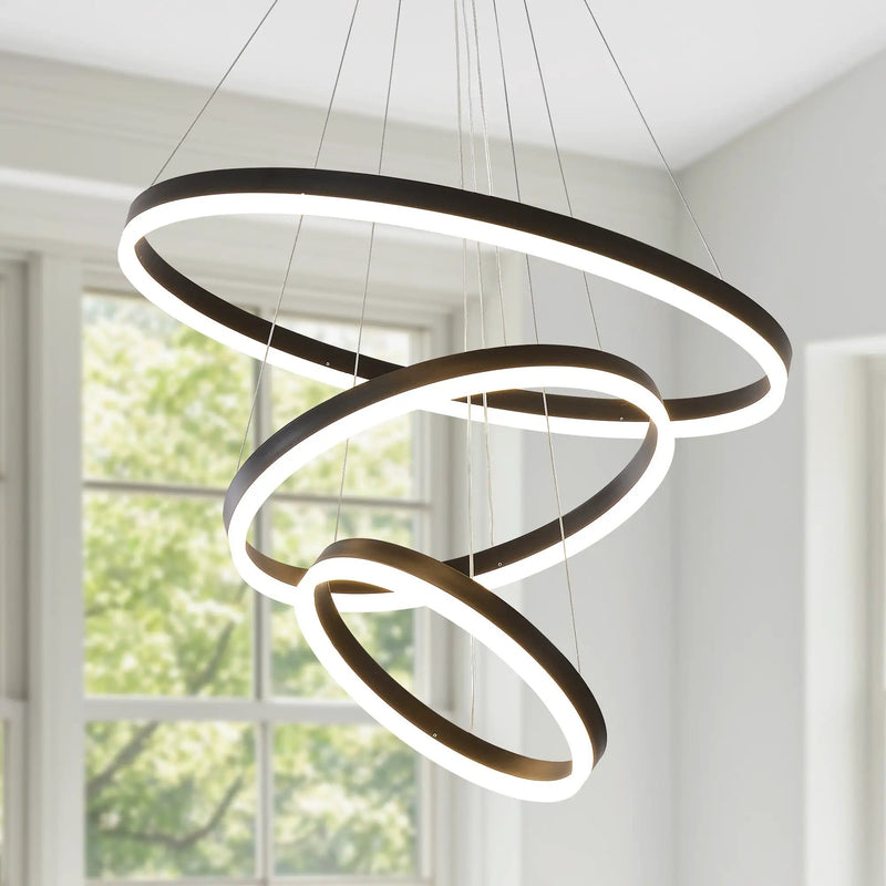 Modern 3 Rings Chandelier with Remote Control by HouseOfZazla