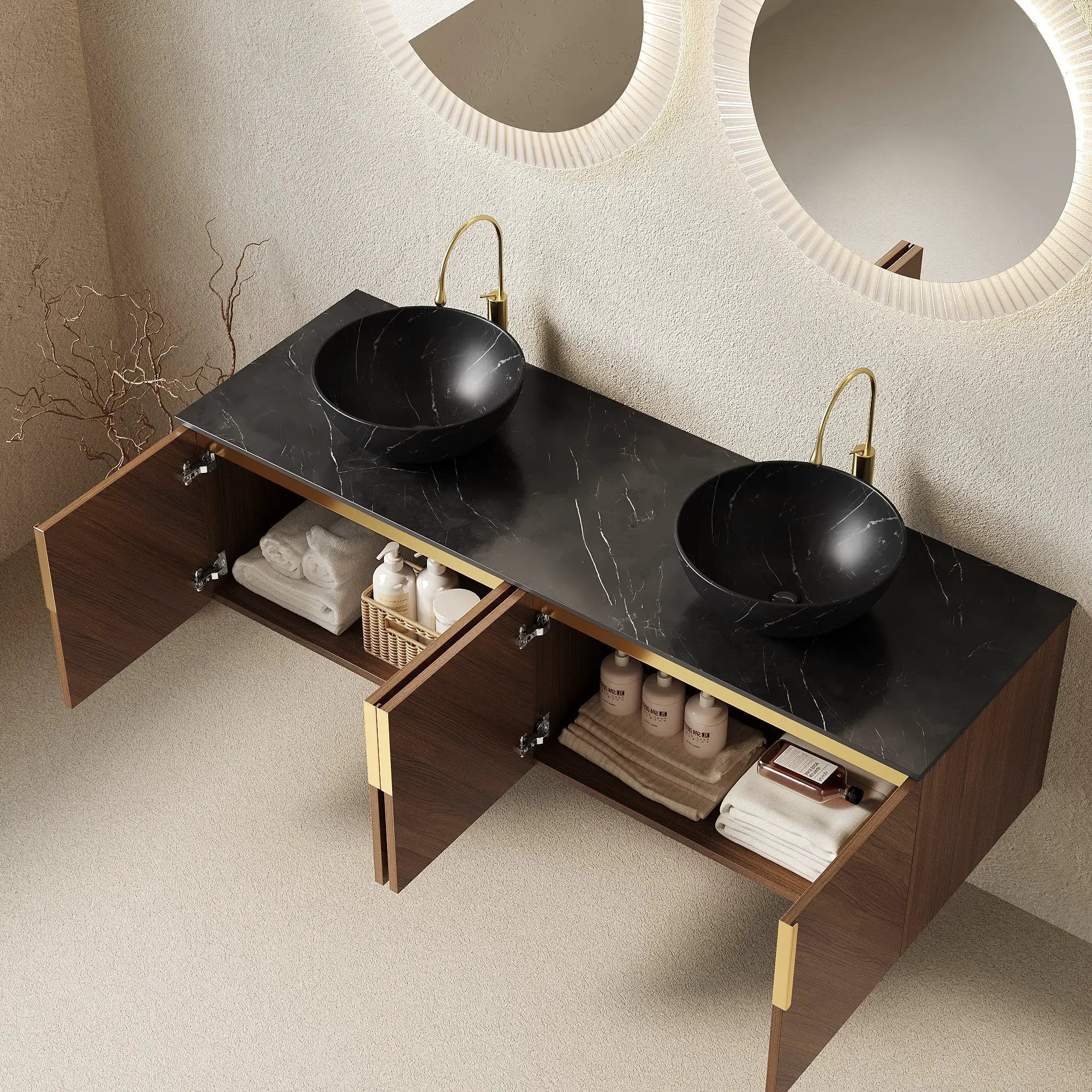 ARAI 60" Bathroom Vanity with Floating Plywood Cabinet and Ceramic Basin by HouseOfZazla