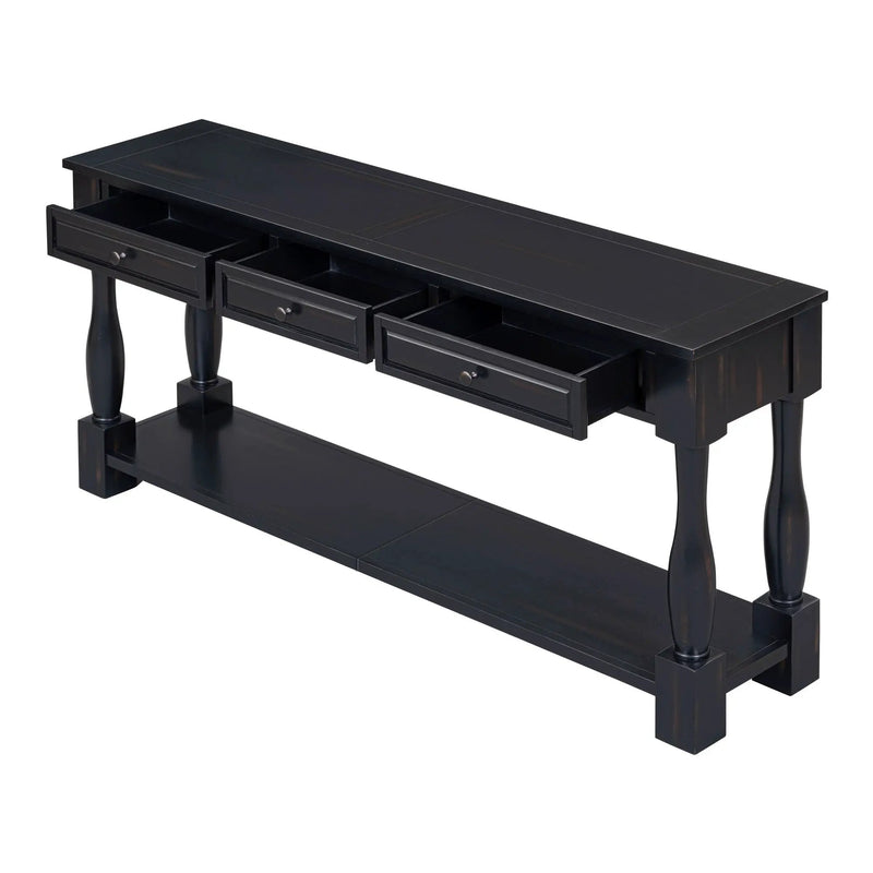 TREXM 63" Long Console Table with Drawers and Shelf by HouseOfZazla