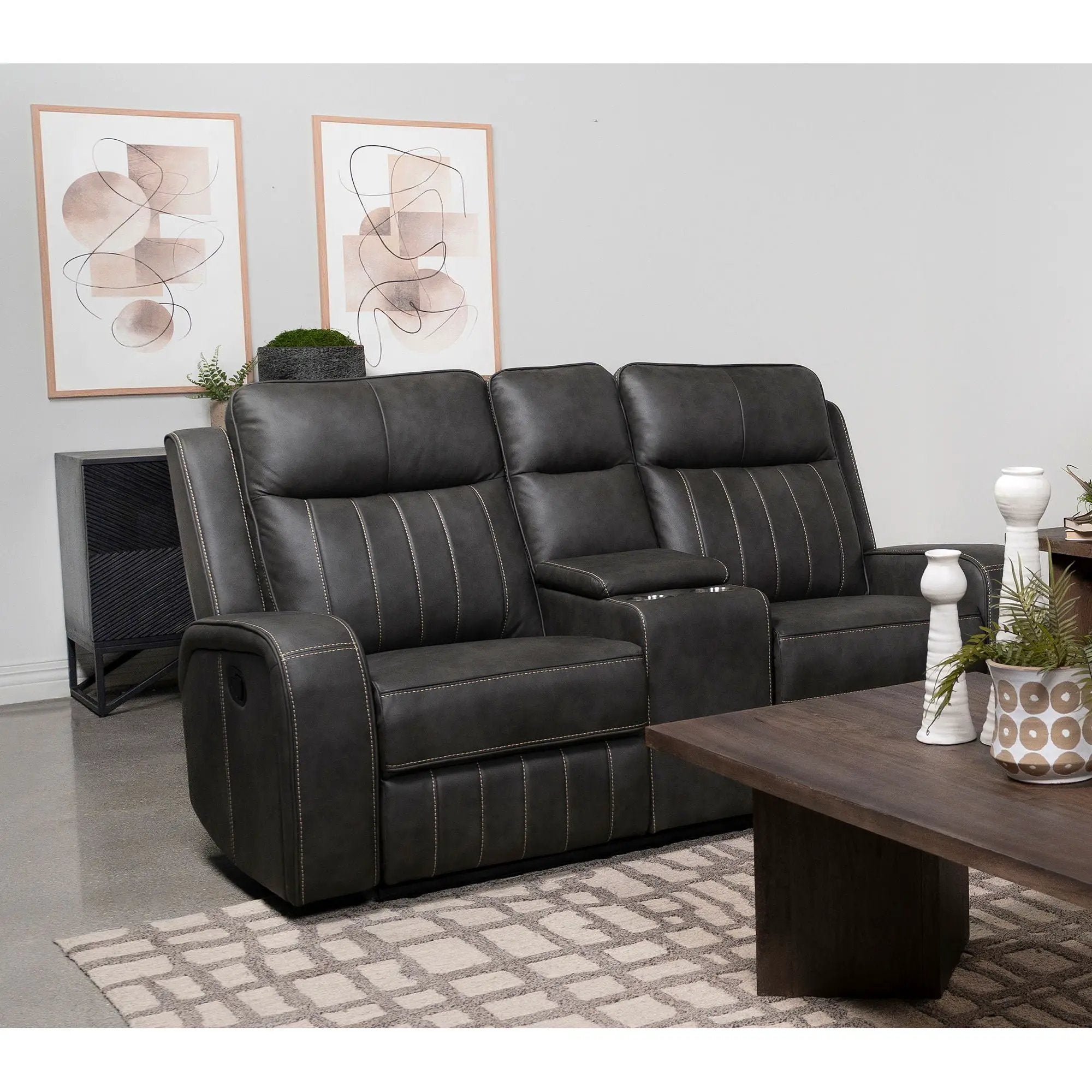 Forrest - Motion Reclining Loveseat With Console - Gray by HouseOfZazla