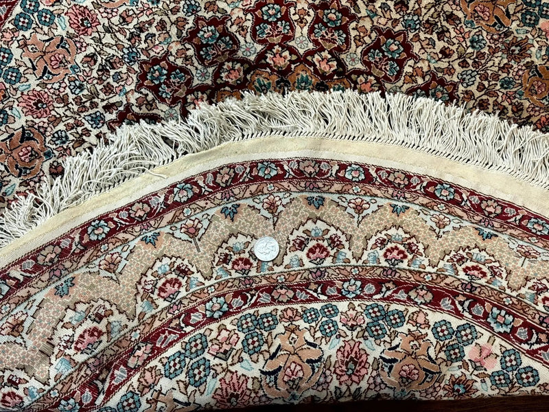 Round Silk Rug 3x3, Extremely Fine 580 KSPI, Sino Persian Round Handmade Carpet, Silk on Silk by Jewel Rugs