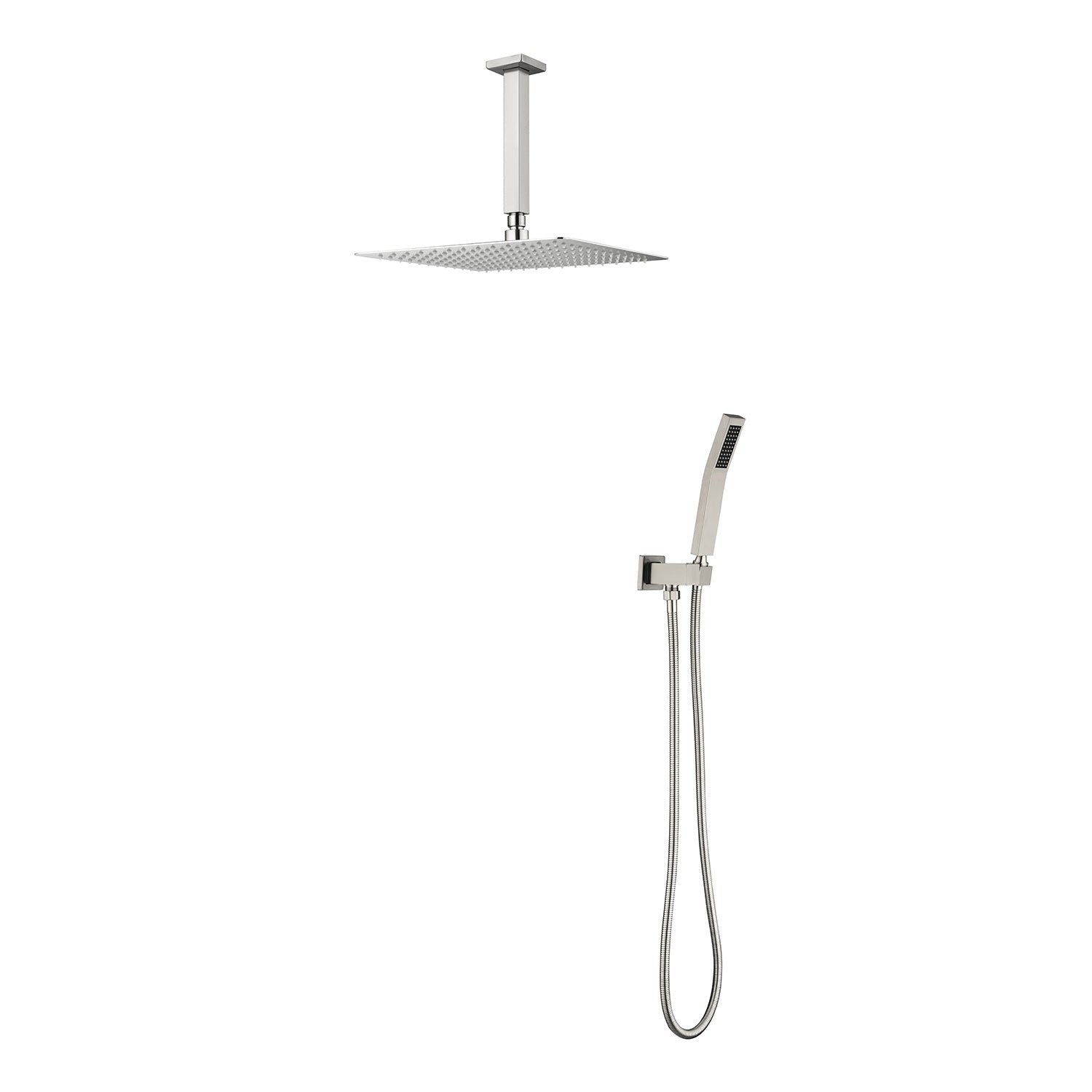 10 Inch Square Rain Shower Head with Handheld Showerhead by HouseOfZazla
