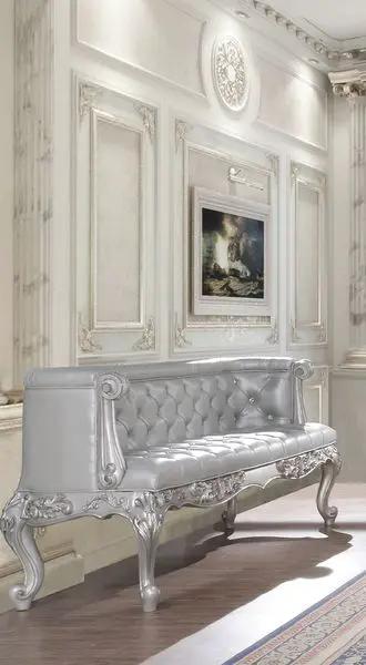 Valkyrie - Bench - Synthetic Leather & Antique Platinum by Unique Piece Furniture