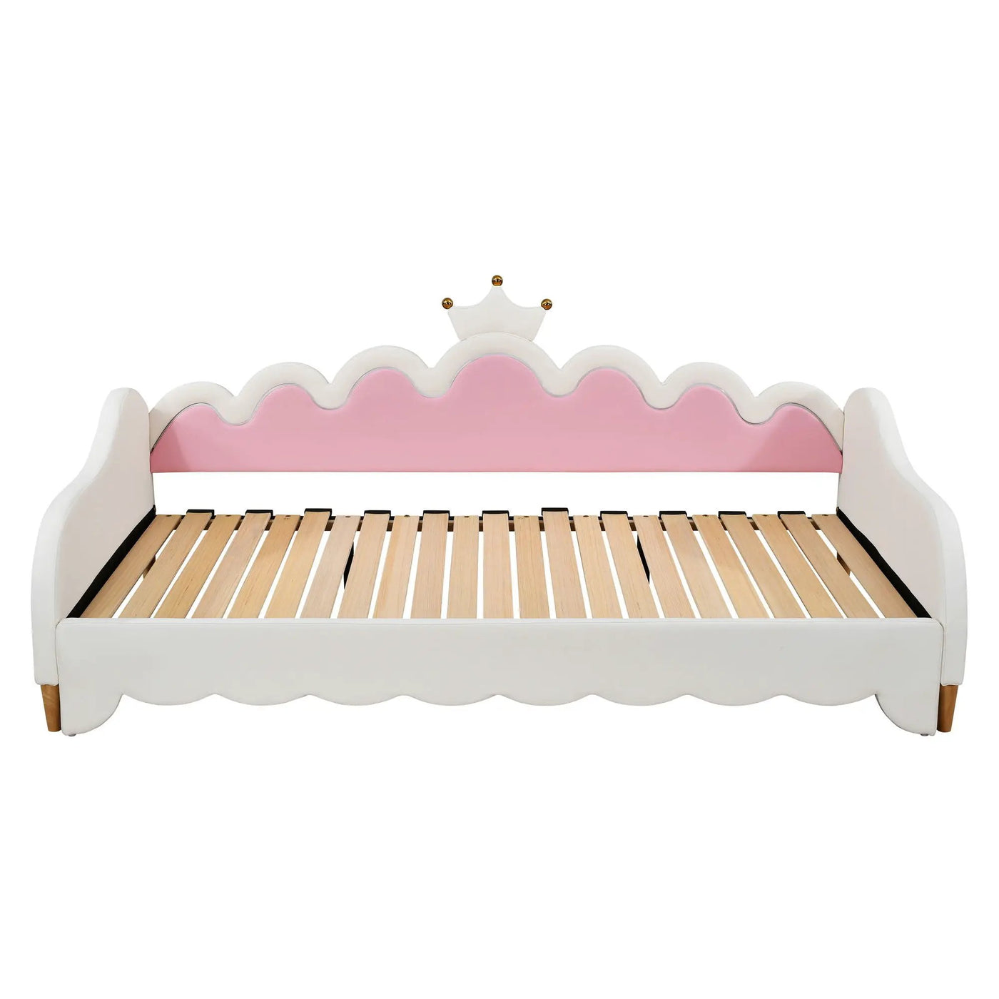 Extending Daybed With LED Lights, Modern Upholstered Princess Daybed With Crown Headboard by HouseOfZazla