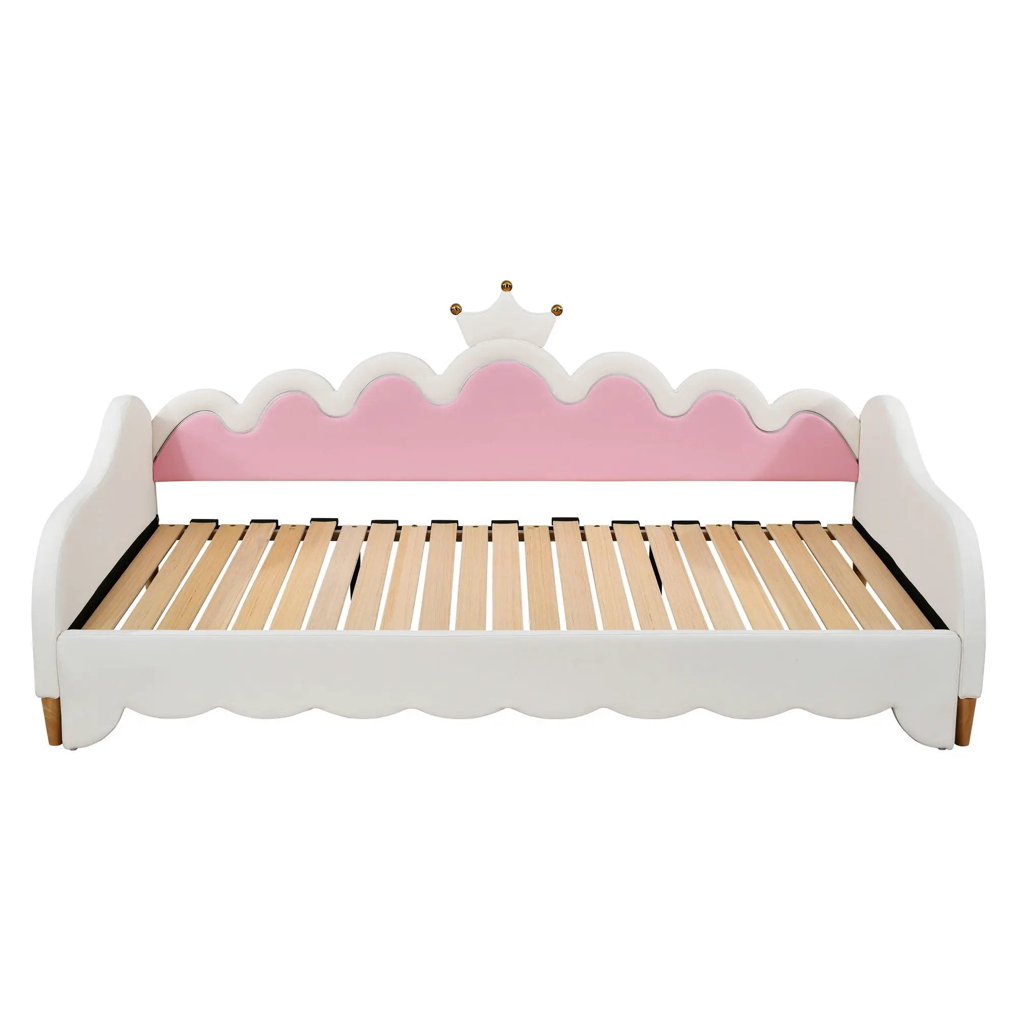 Extending Daybed With LED Lights, Modern Upholstered Princess Daybed With Crown Headboard by Unique Piece Furniture