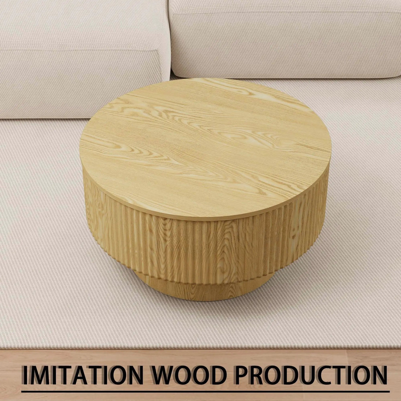 Modern Circular Coffee Table With Stripe Design And Storage Space by HouseOfZazla