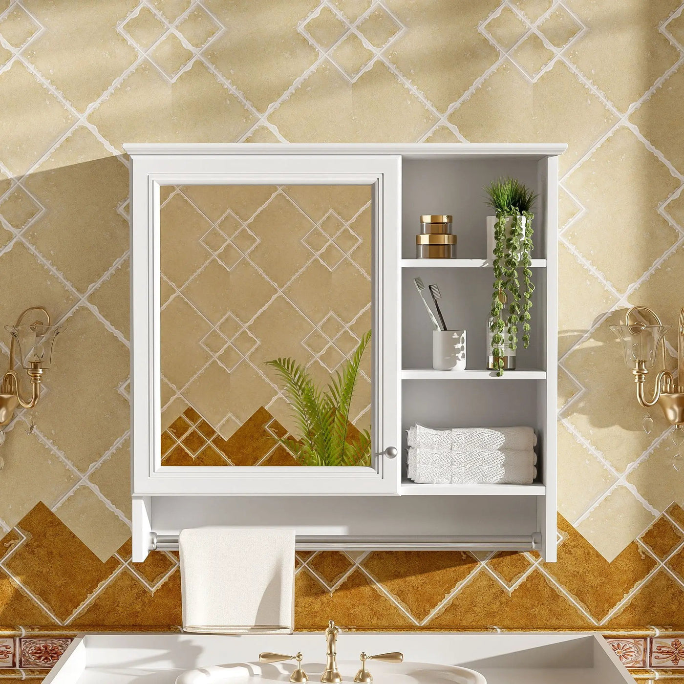 Wall Mount 2 In 1 Mirror Cabinet With Adjustable Shelf, Soft-Closing Hinges by HouseOfZazla
