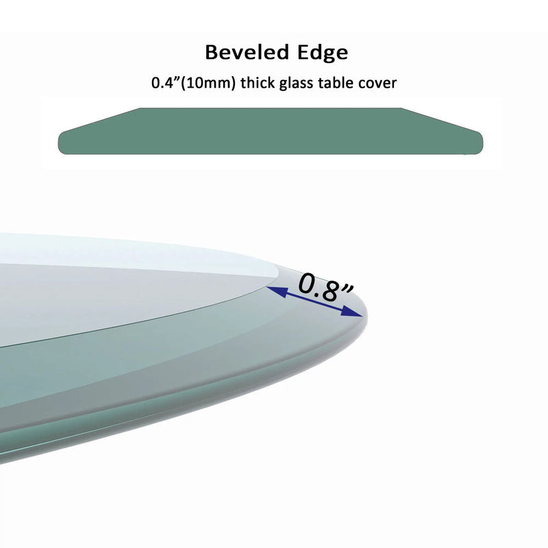 30" Round Tempered Glass Table Top Clear Glass 2 / 5" Thick Beveled Polished Edge - Transparent by HouseOfZazla