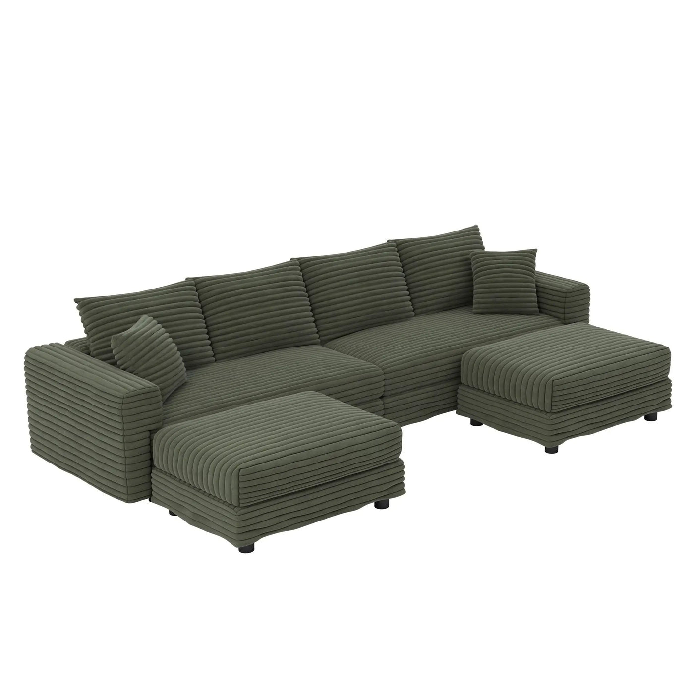 Convertible Deep Seat Sofa With Soft Pillows And Ottomans by HouseOfZazla