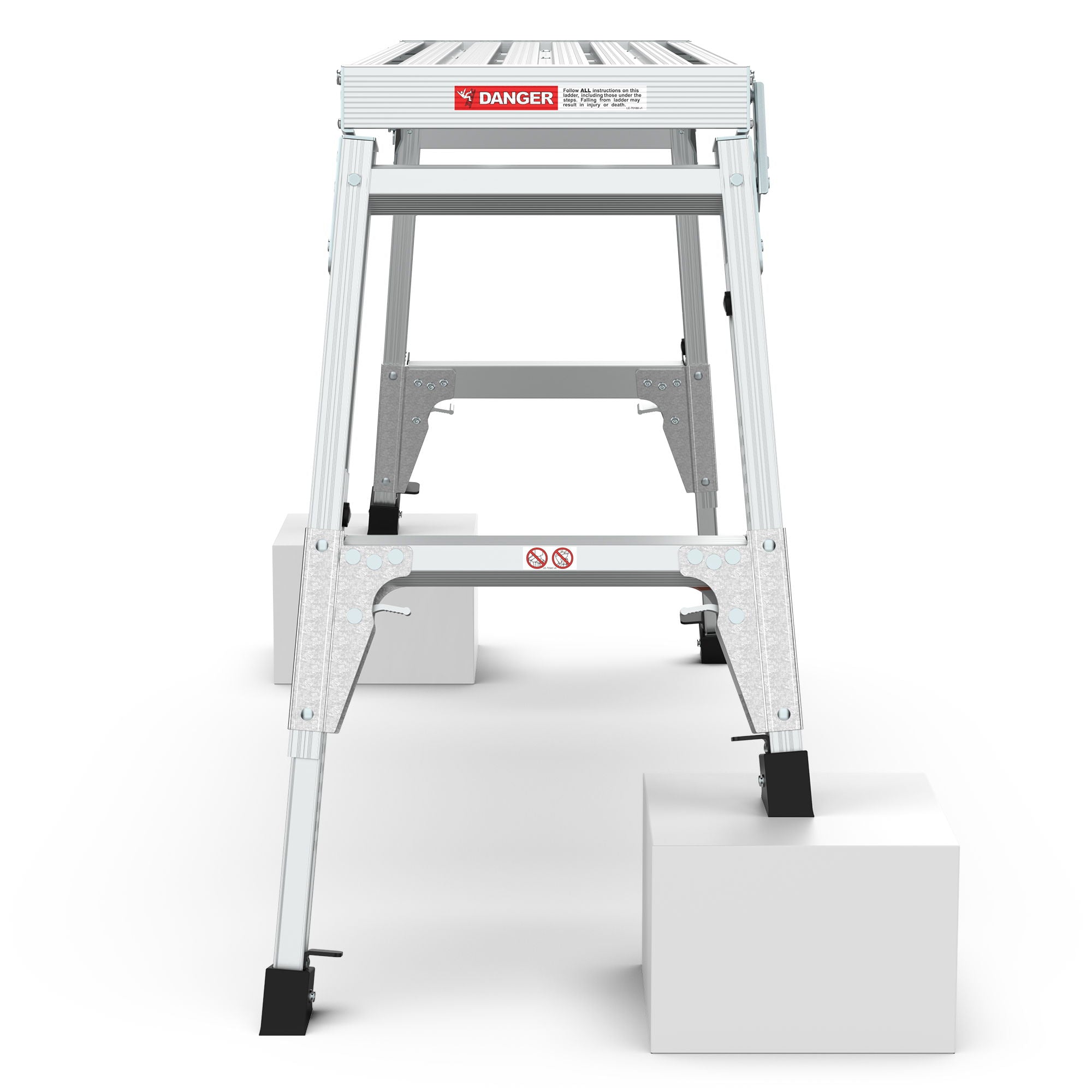 Aluminum Work Platform Large Size Step Stool Folding Portable Work Bench 40" Width Telescopic Feet Height Adjustable - Gray by HouseOfZazla