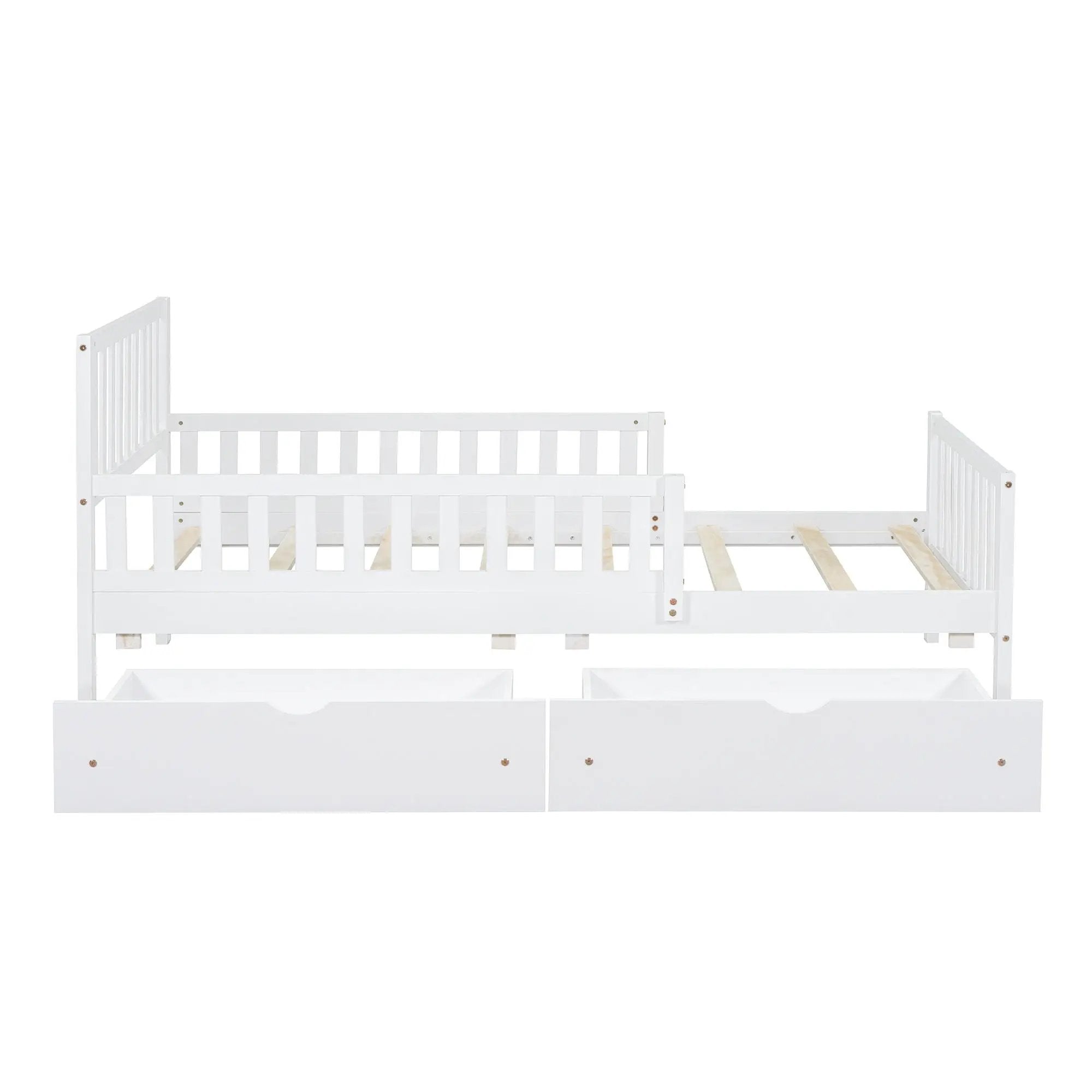 Platform Bed With Guardrails On Both Sides And 2 Storage Drawers by Unique Piece Furniture