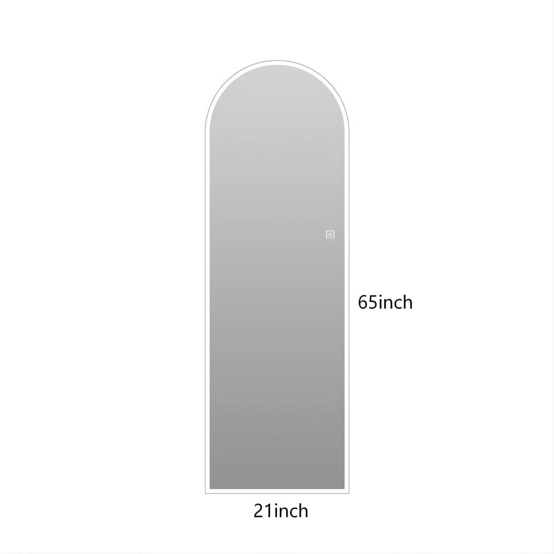 LED Full Length Wall Mirror With Symmetrical Arch Design, Dimmable 3 Color Temperature Lighting - Silver by HouseOfZazla