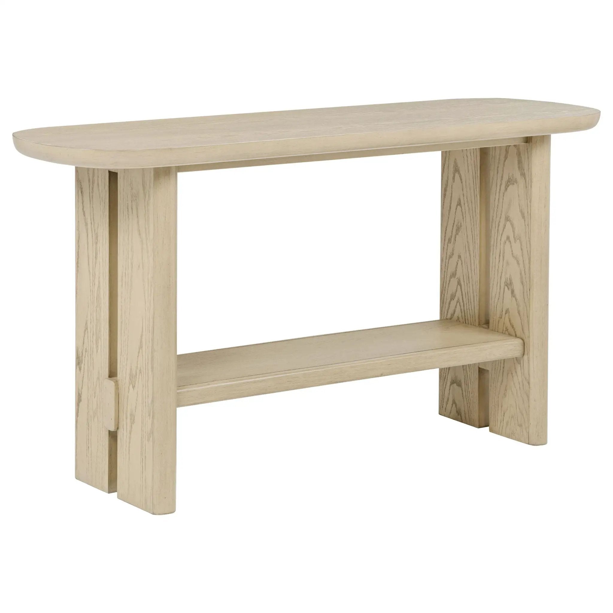 Kailani Coastal Sofa Console Table with Shelf Beige Oak by Unique Piece Furniture