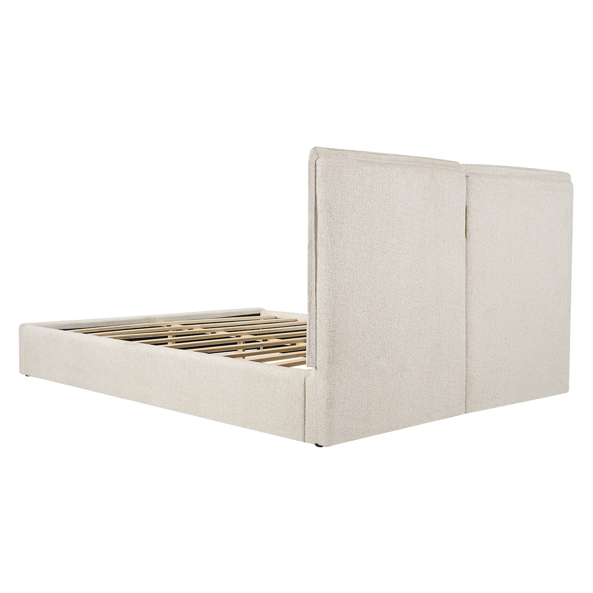 Double-Pillow Upholstered Bed with Skin-Friendly Fabric - Beige or Beige+Cream, photo 9 of 10
