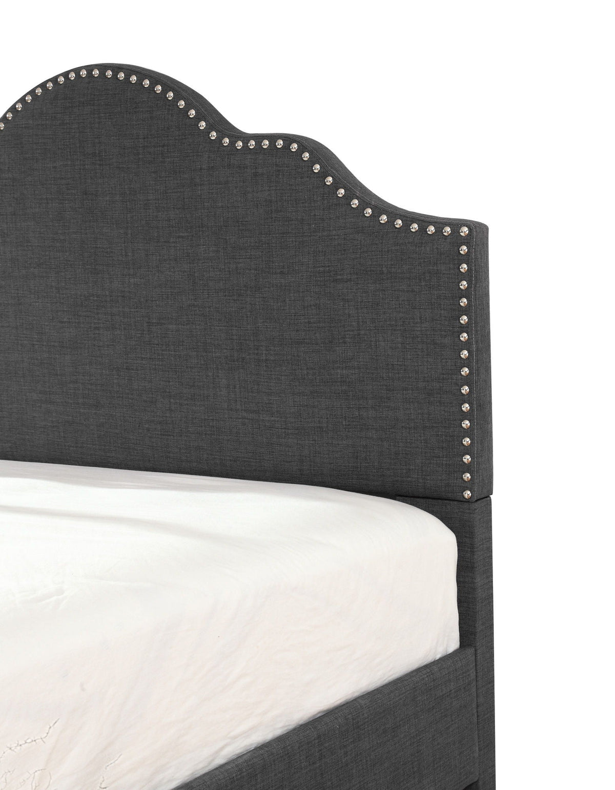 Fabric Upholstered Bed with Padded Headboard – Full or Queen, Gray or Dark Gray, photo 6 of 12