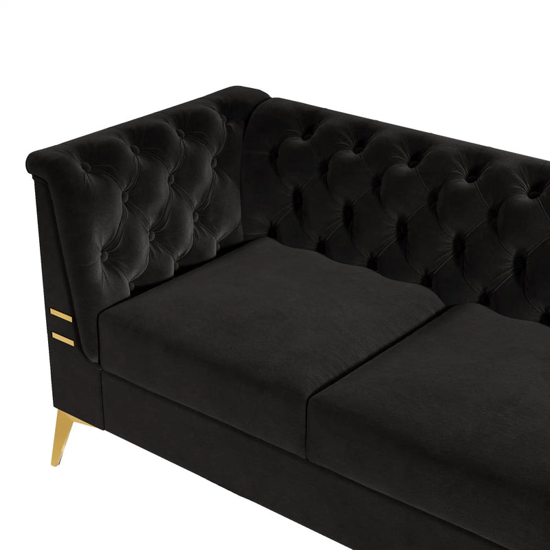 Luxurious Sofa With Legs, Modern Chesterfield Design, Tufted Upholstery, 3 Seat Couch For Living Room And Office by HouseOfZazla