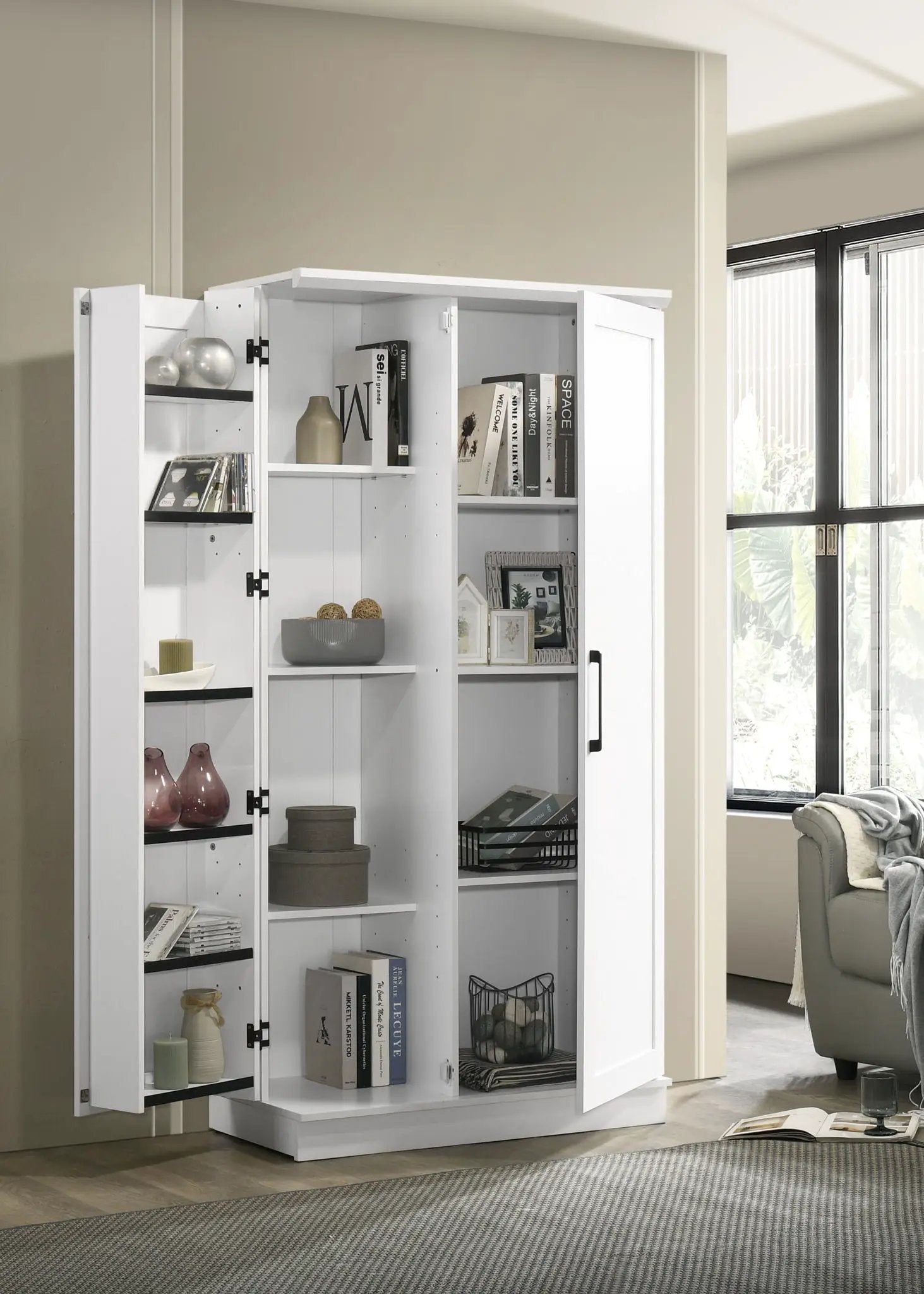 Lincoln - Storage Cabinet With Swing Out Storage Door - White by HouseOfZazla