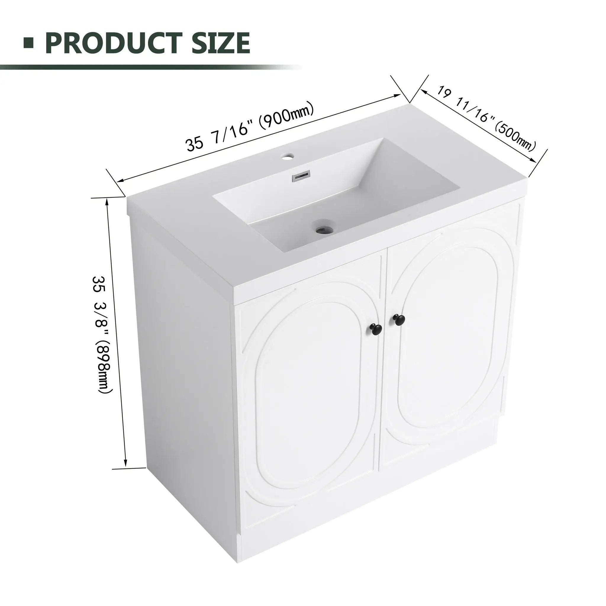 Contemporary Freestanding Bathroom Vanity With Resin Sink & Soft-Close Cabinet Doors by HouseOfZazla