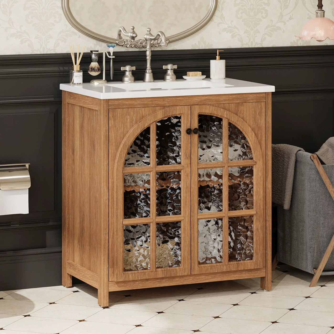 Vintage Farmhouse Bathroom Vanity with Ceramic Sink by HouseOfZazla