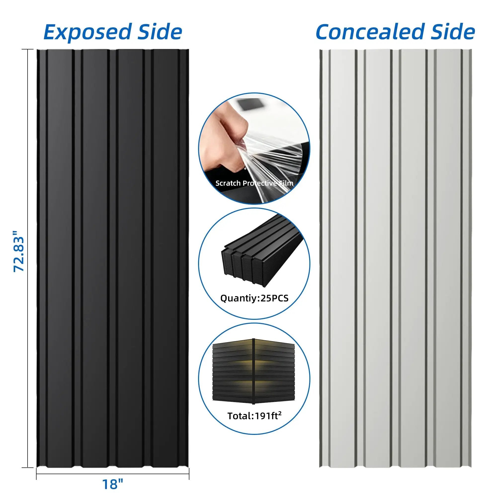 Metal Roof Panel (72.8 In) - 25 Pack by HouseOfZazla