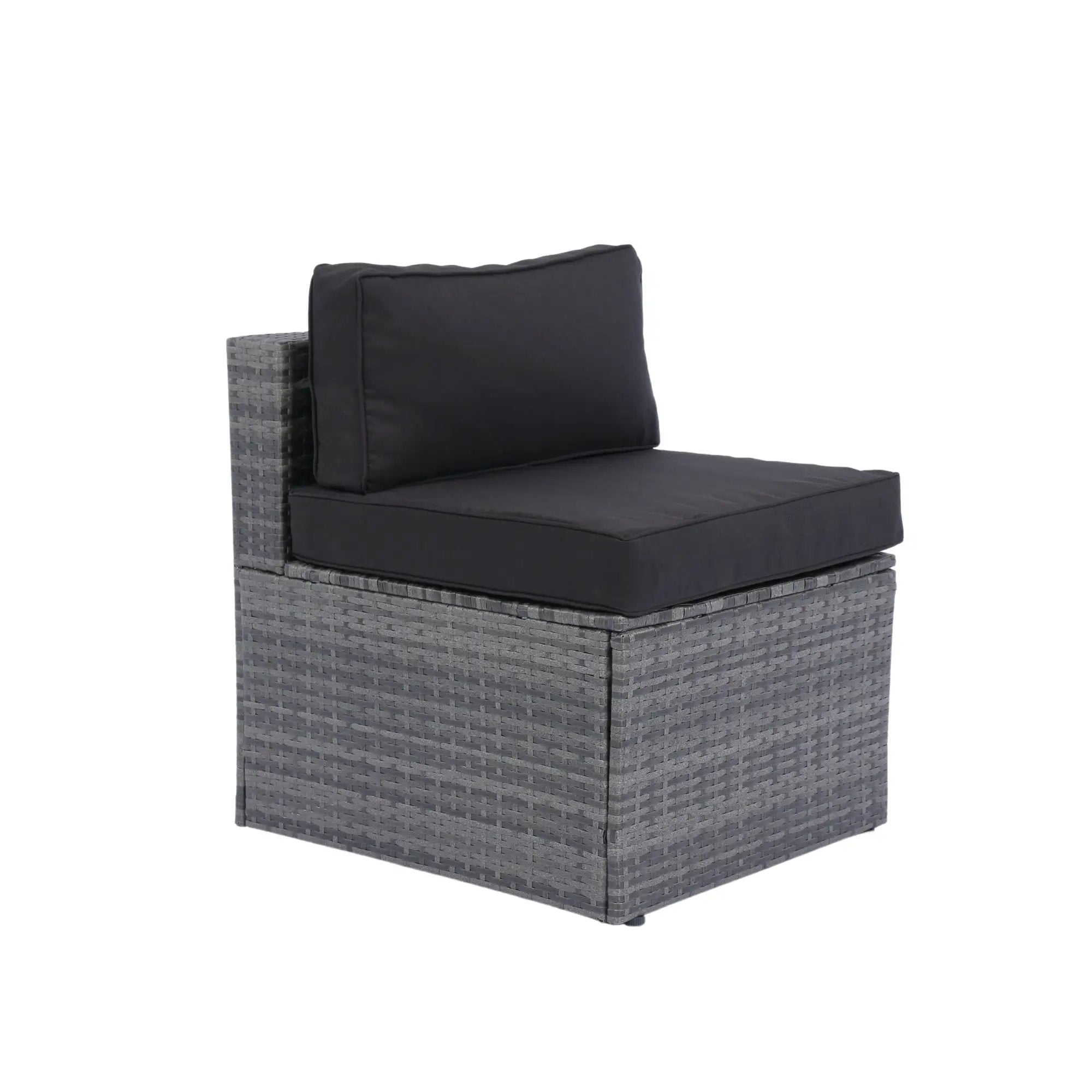 5 Pieces Rattan Sectional Outdoor Furniture Cushioned U Sof Set With 2 Pillow - Gray / Black by HouseOfZazla