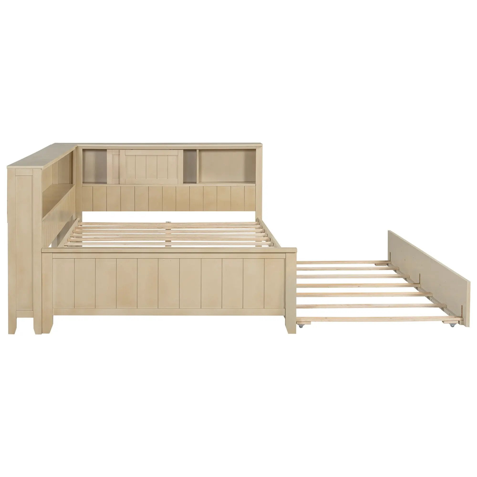Full Size Daybed With Storage Shelves And Trundle - Ancient White by Unique Piece Furniture