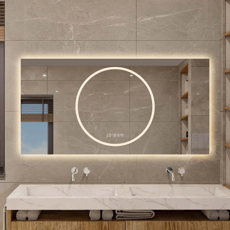 LED Vanity Mirror With Anti Fog & Dimmable Lights, Wall-Mounted - Antique Silver by HouseOfZazla