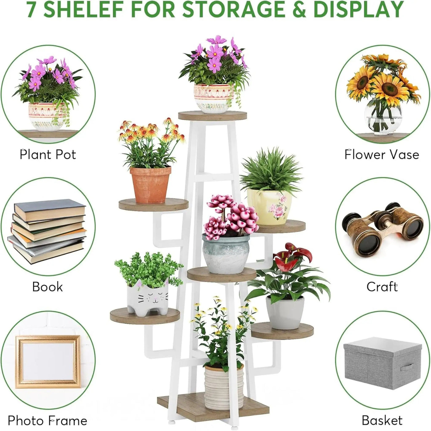 7 Tier Corner Plant Shelf With High Low Design For Living Room by HouseOfZazla