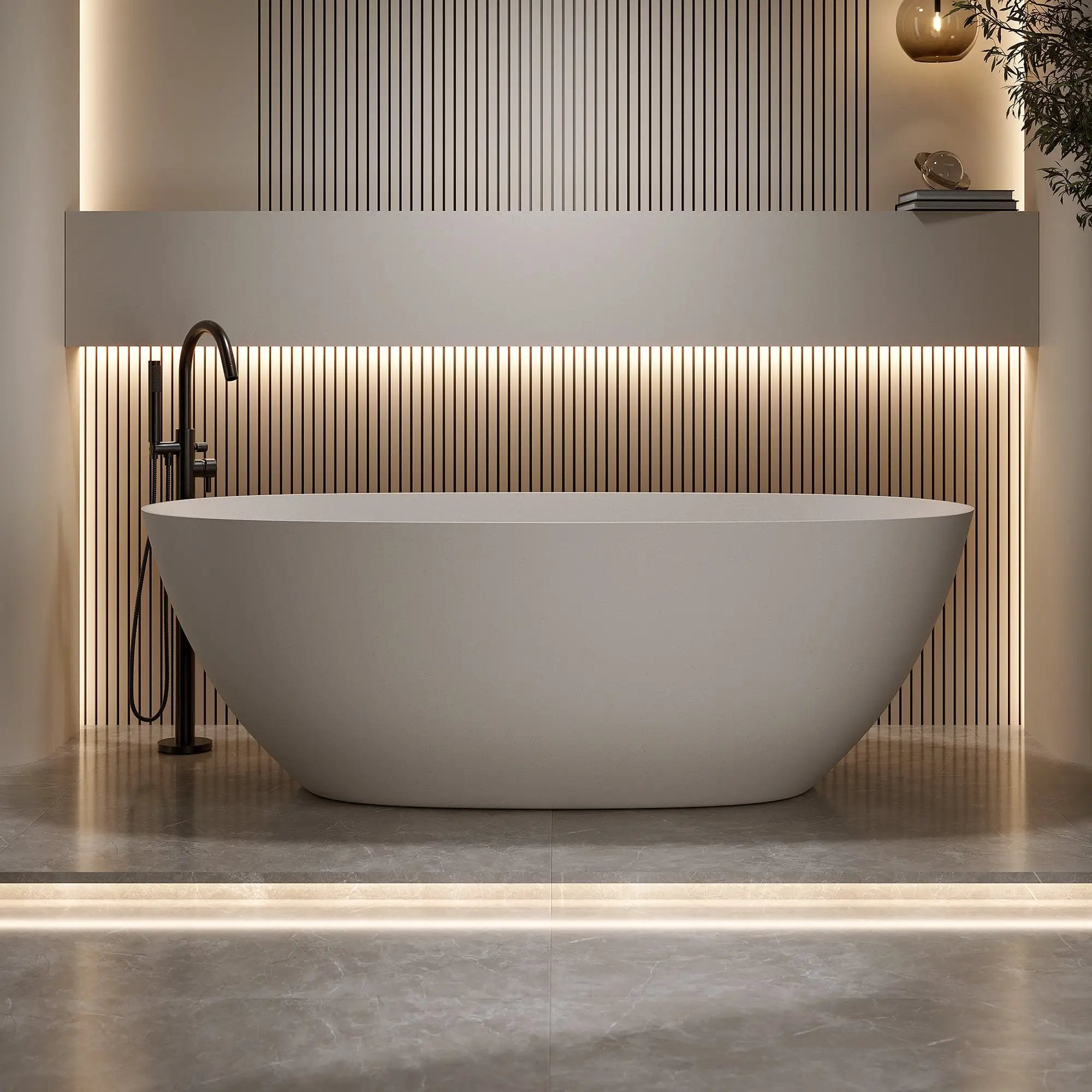 69'' Freestanding Bathtub Resin Stone Soaking Bathtub by HouseOfZazla