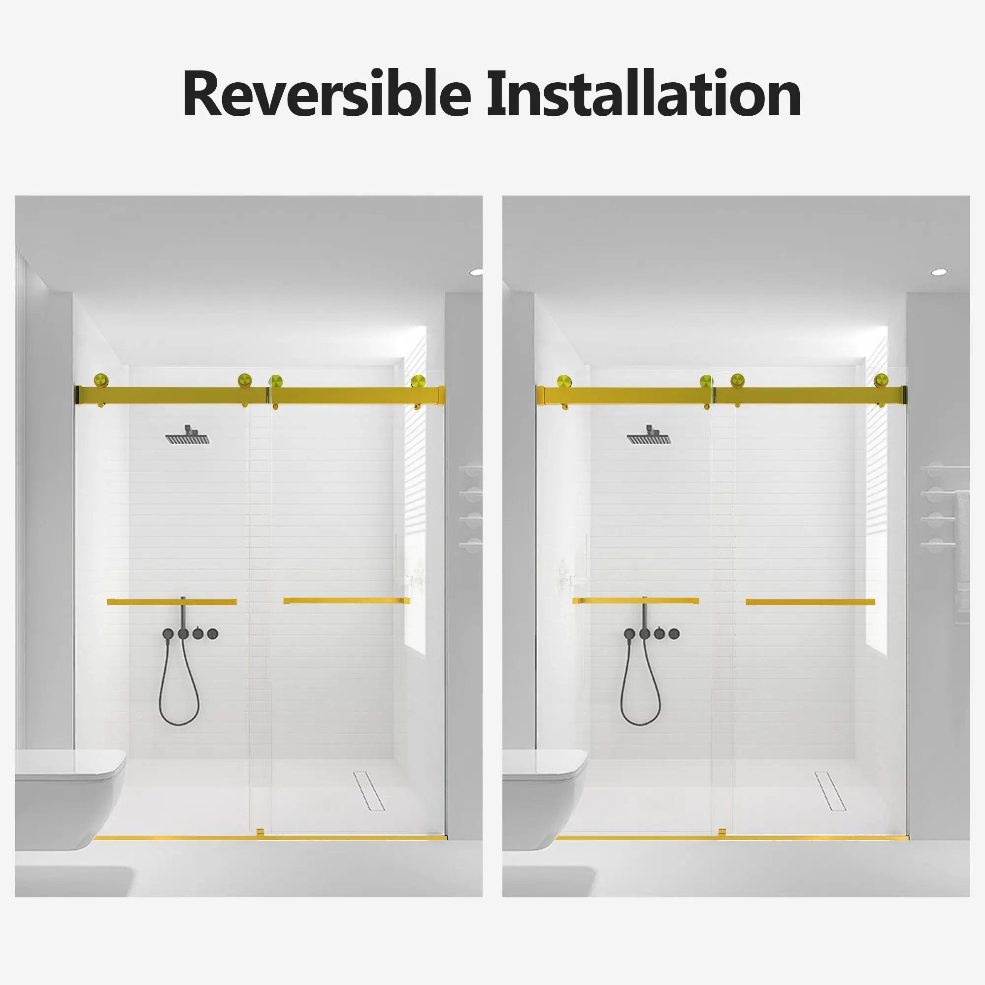 56-60 Inch Width by 76 Inch Height Frameless Double Sliding Soft-Close Shower Door by HouseOfZazla