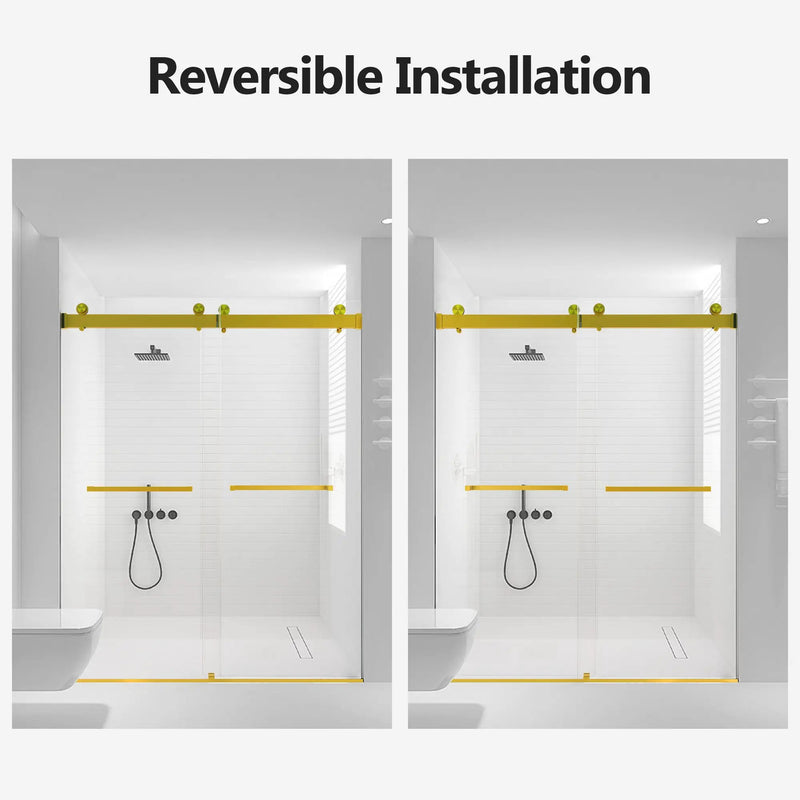 56-60 Inch Width by 76 Inch Height Frameless Double Sliding Soft-Close Shower Door by HouseOfZazla