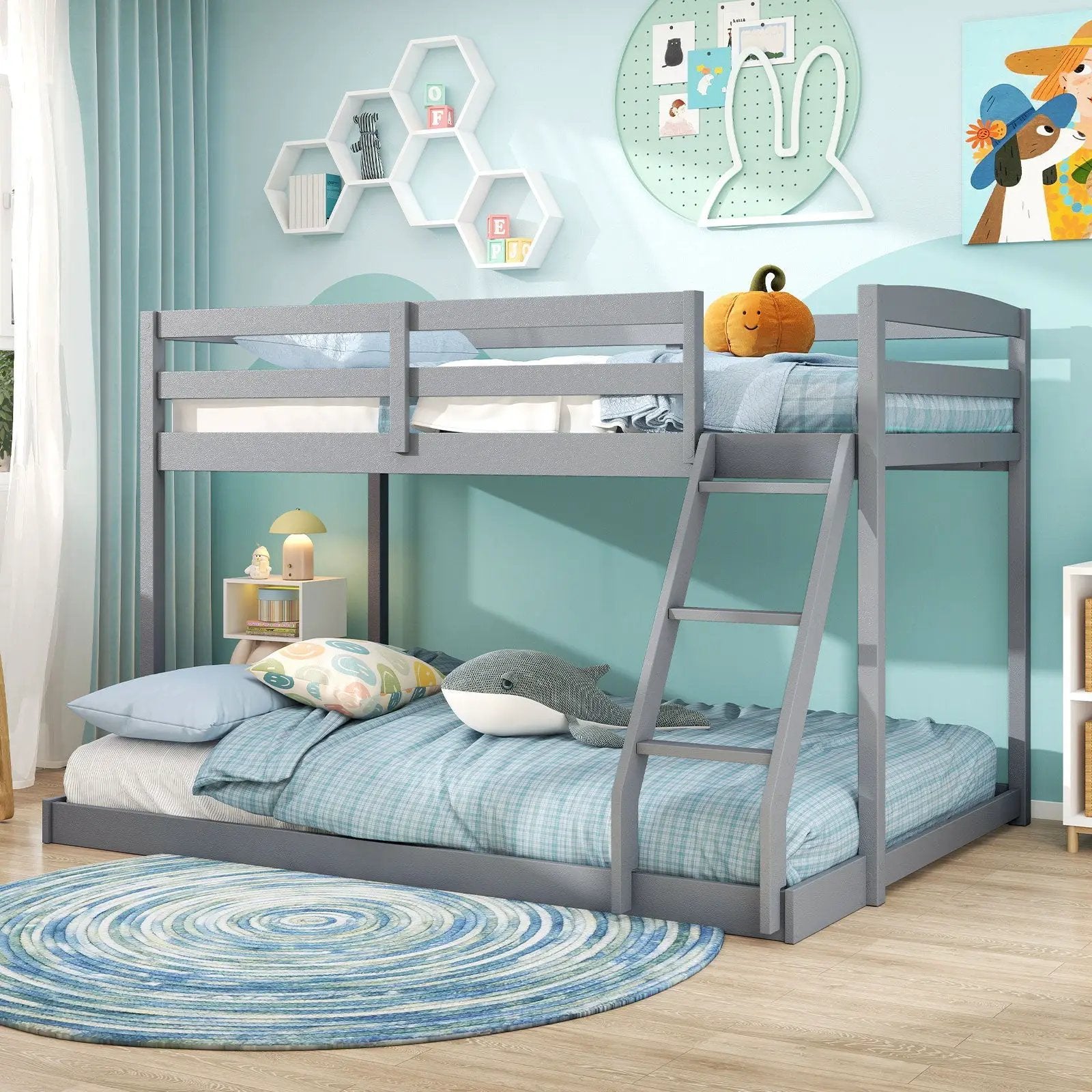 Twin Over Full Bunk Bed Low Floor Bunk Bed Frame by DirectDeals