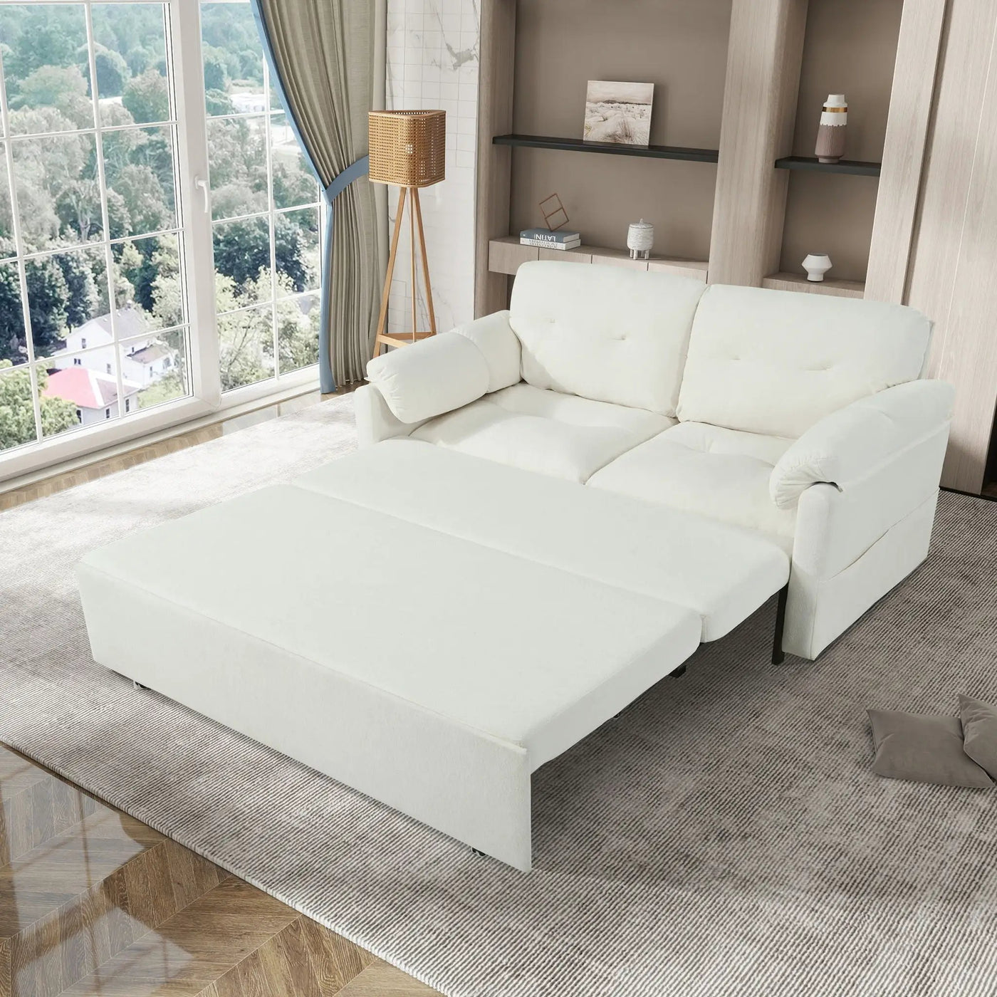 Convertible Pull Out Sofa Bed Queen Size, 3 In 1 With Side Storage by HouseOfZazla