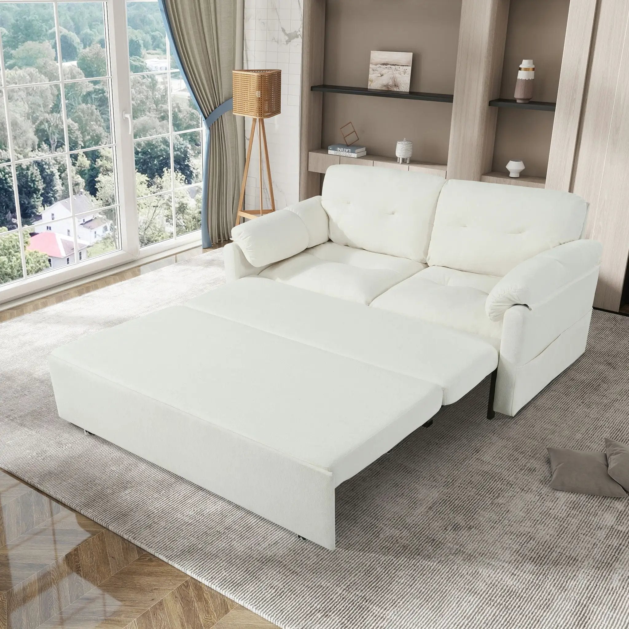 Convertible Pull Out Sofa Bed Queen Size, 3 In 1 With Side Storage by Unique Piece Furniture