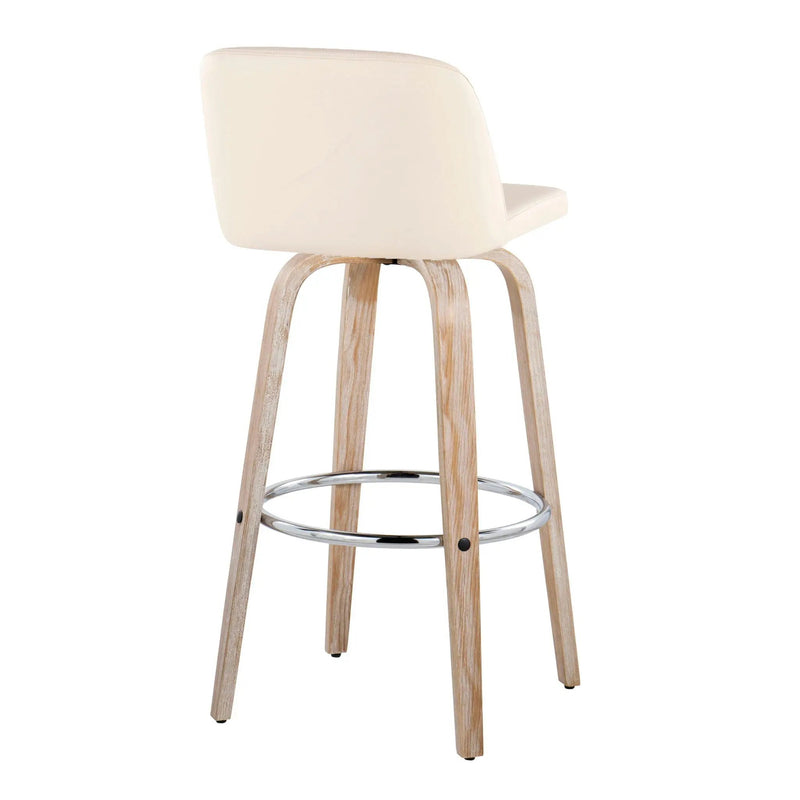 Toriano - Contemporary Fixed Height Barstool With Swivel & Round Footrest (Set of 2) by HouseOfZazla