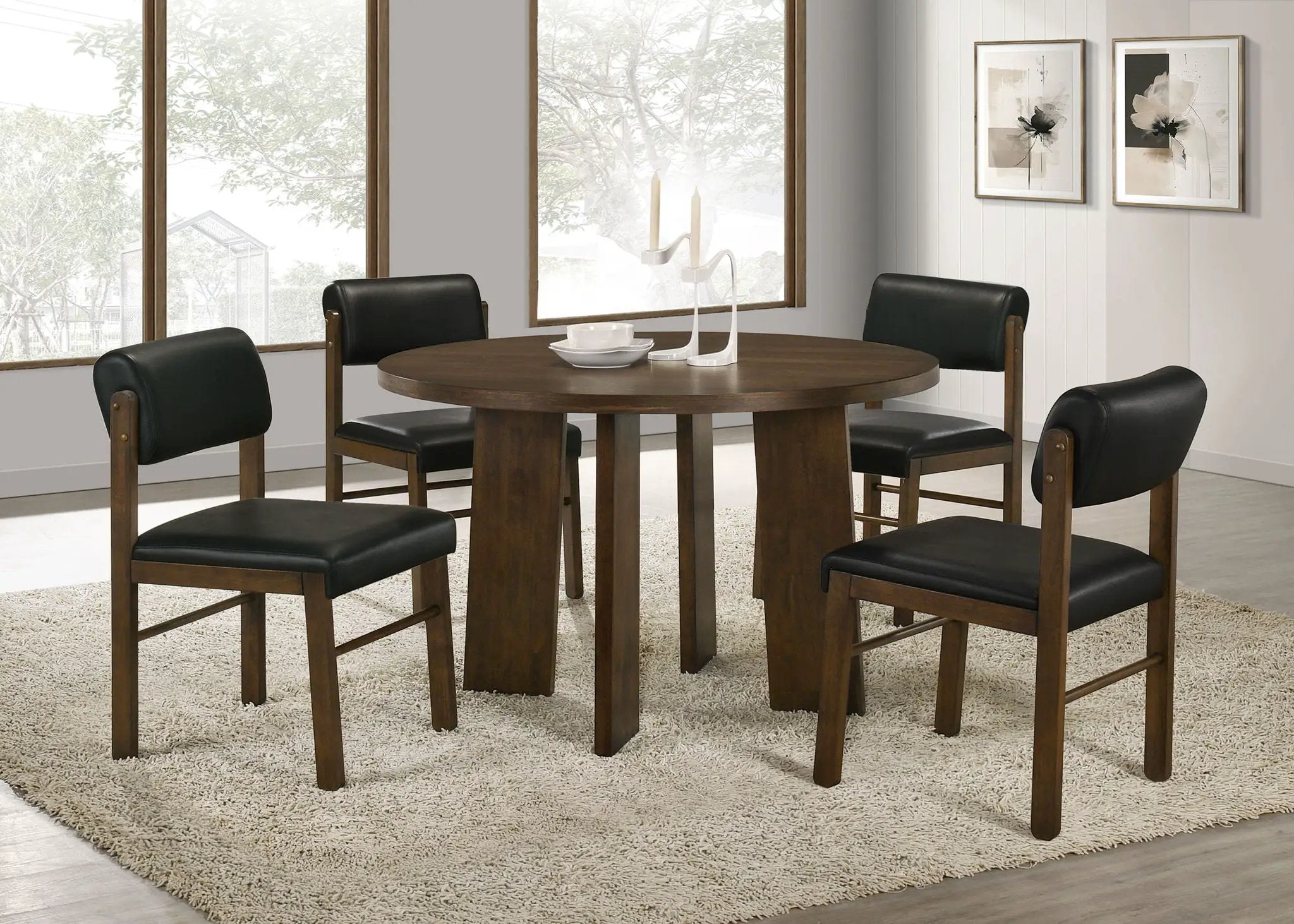 Strouse 47-inch Round Wood Dining Room Table Walnut by Unique Piece Furniture