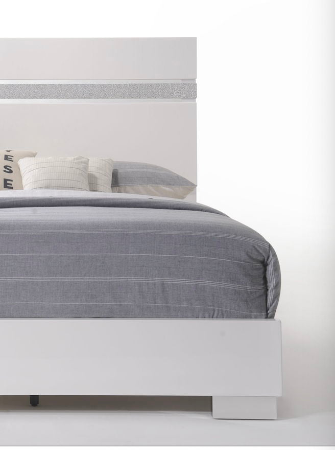 Naima Elegance Queen Panel Bed with Optional 2-Drawer Storage - White, photo 4 of 8