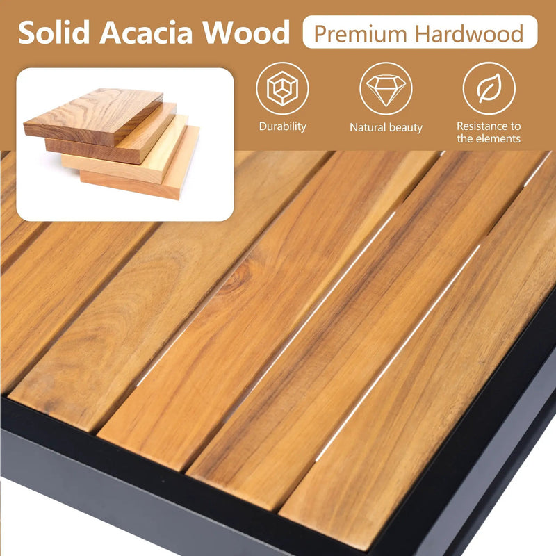 Outdoor 4-Piece Acacia Wood and Metal Patio Sofa Set by HouseOfZazla