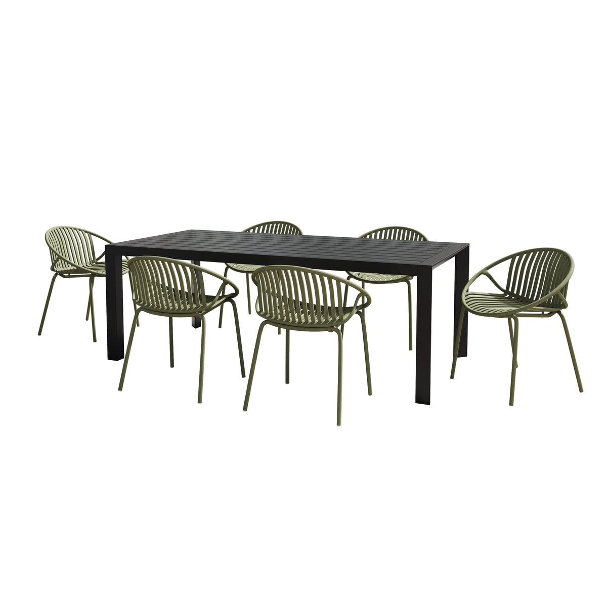 7 Piece Outdoor Dining Set with Stackable Chairs - Multiple Colors, photo 4 of 10