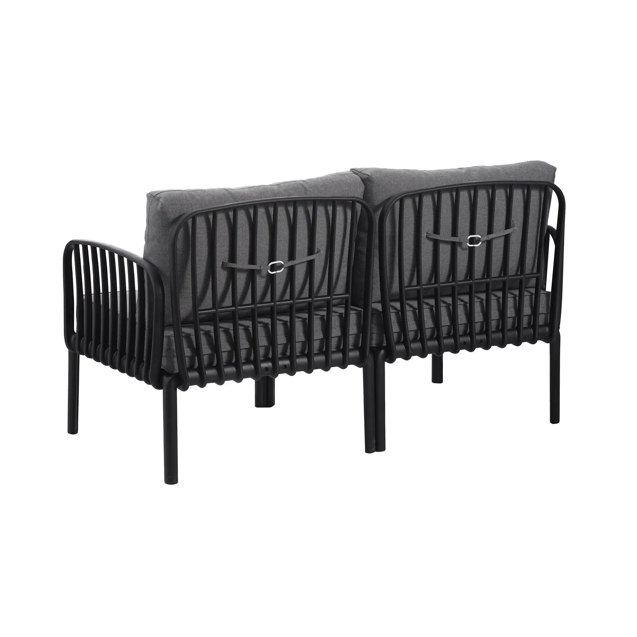 3 Piece Patio Conversation Sets, Modern Outdoor Patio Sectional Furniture Set with Square Coffee Table by HouseOfZazla