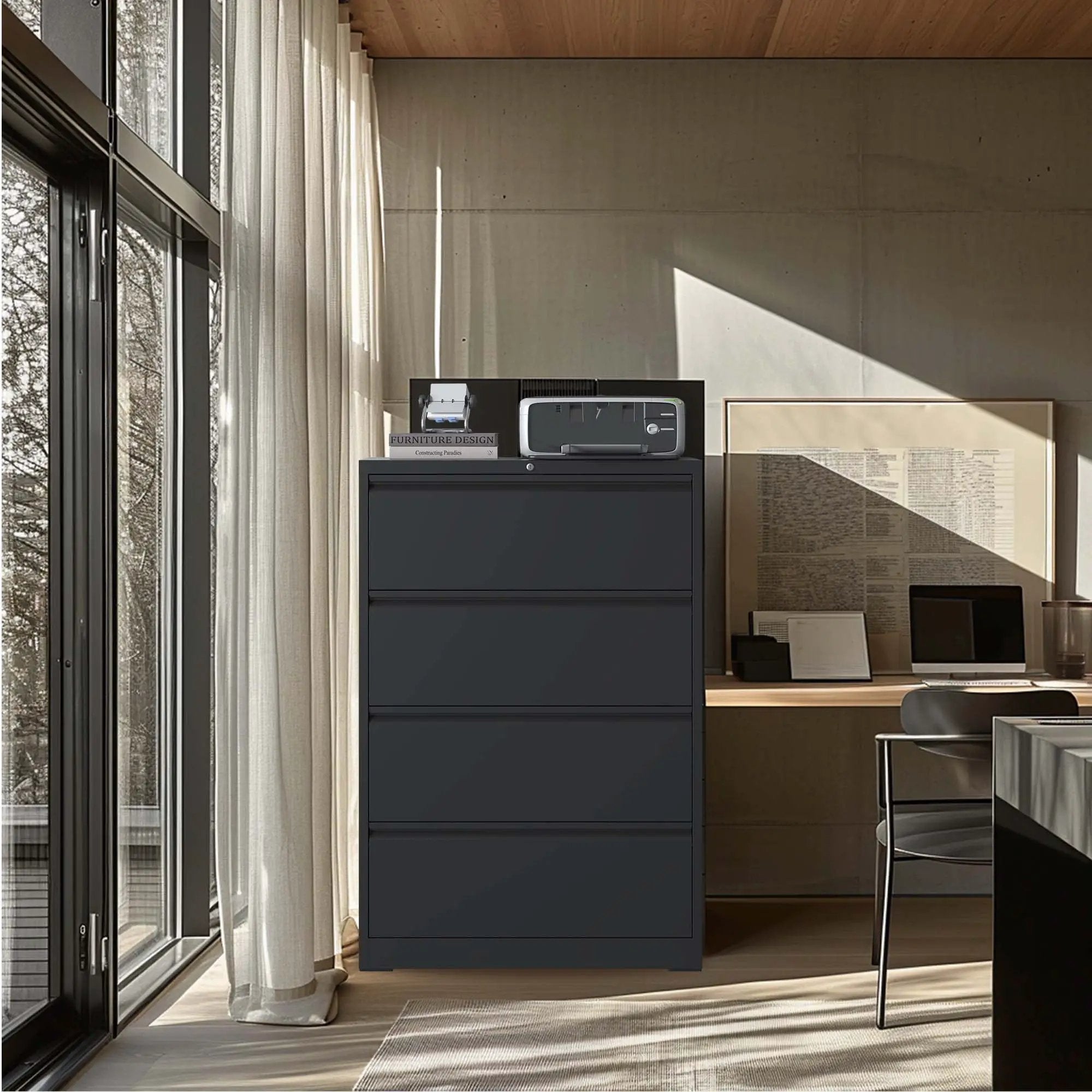 Premium Drawer Metal Lateral File Cabinet With Lock by Unique Piece Furniture