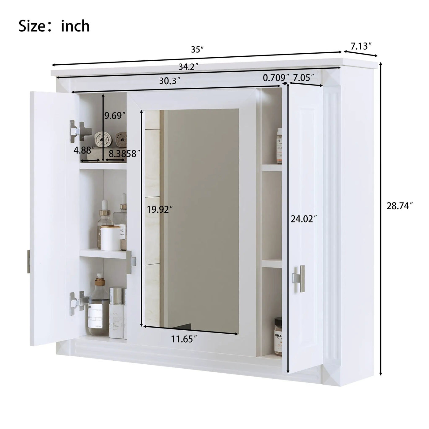 Wall Mounted Bathroom Cabinet With Mirror And 5 Shelves by HouseOfZazla